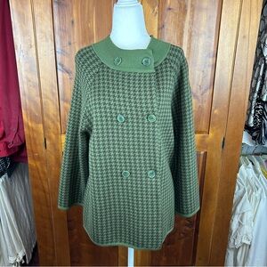 Talbots Houndstooth Double Breasted Pure Italian Merino Wool Sweater Blazer